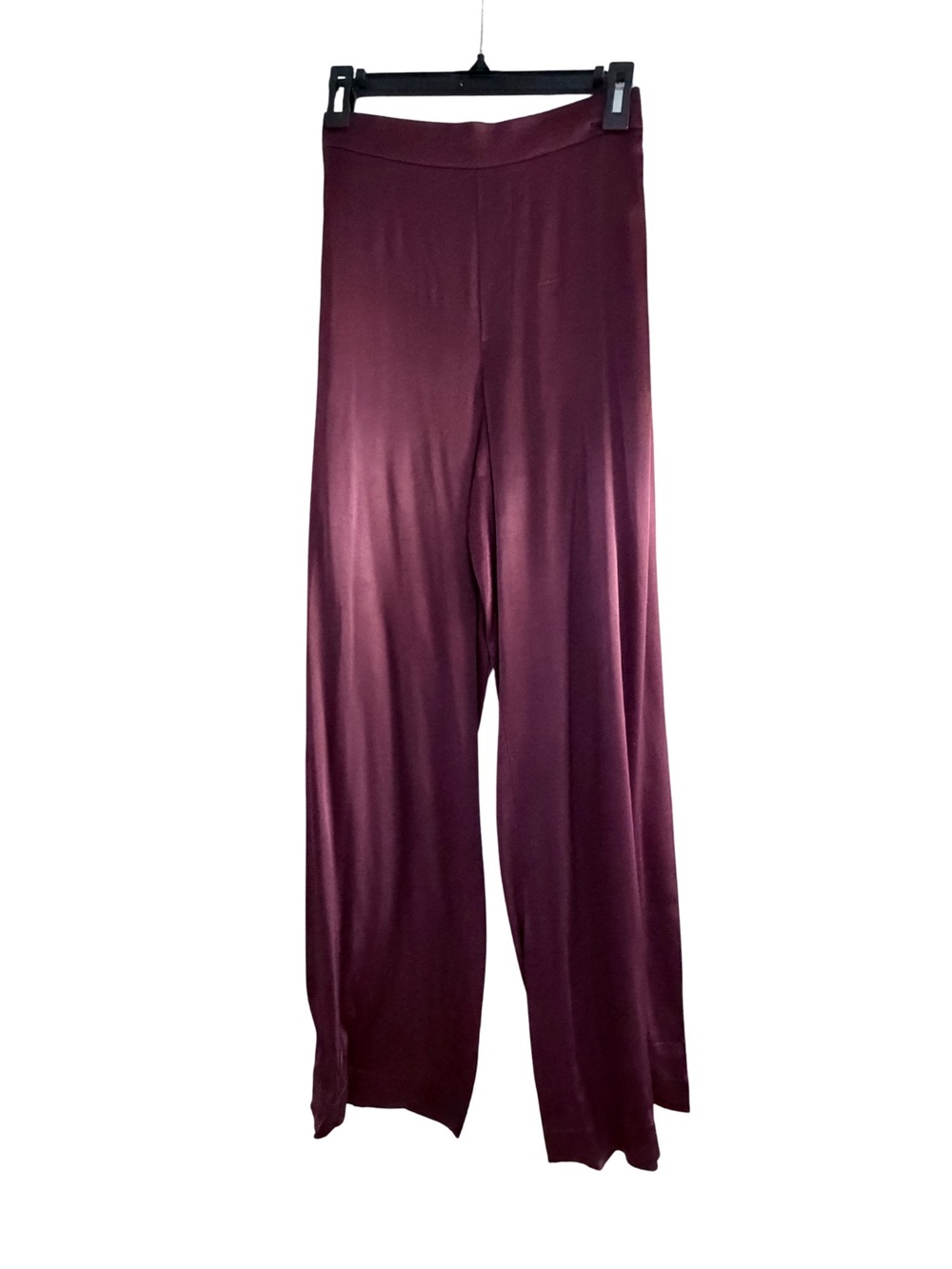 Madewell Pull-on Wide-Leg Stretch Satin Pants in Cabernet, Size Medium - Picture 5 of 6